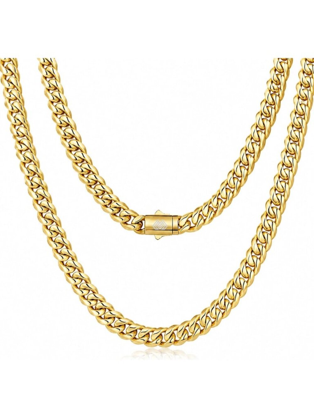 Men's Gold 8mm Cuban Link Chain 316l Stainless Steel 18k Gold Plated Gift